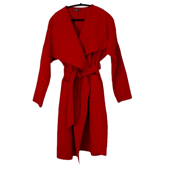 Shein Ladies Belted Red Jacket Size Small - Picture 1 of 4